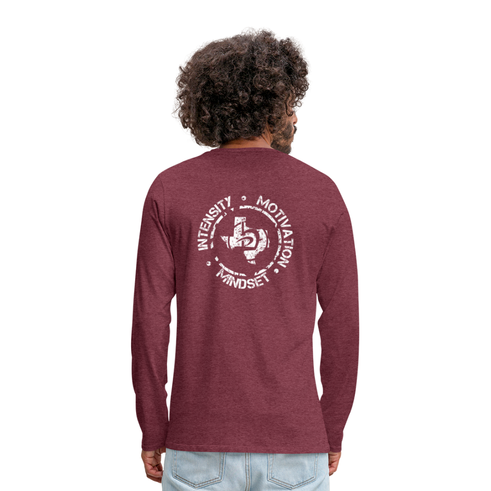 Long Sleeve Intensity Motivation Mindset Shirt - heather burgundy