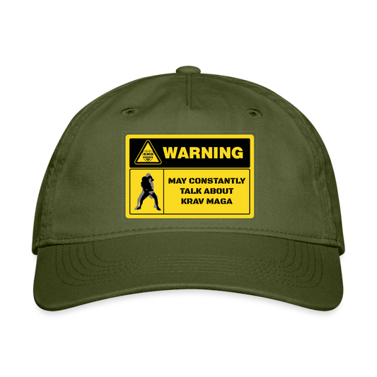 "WARNING" Baseball Cap - olive green