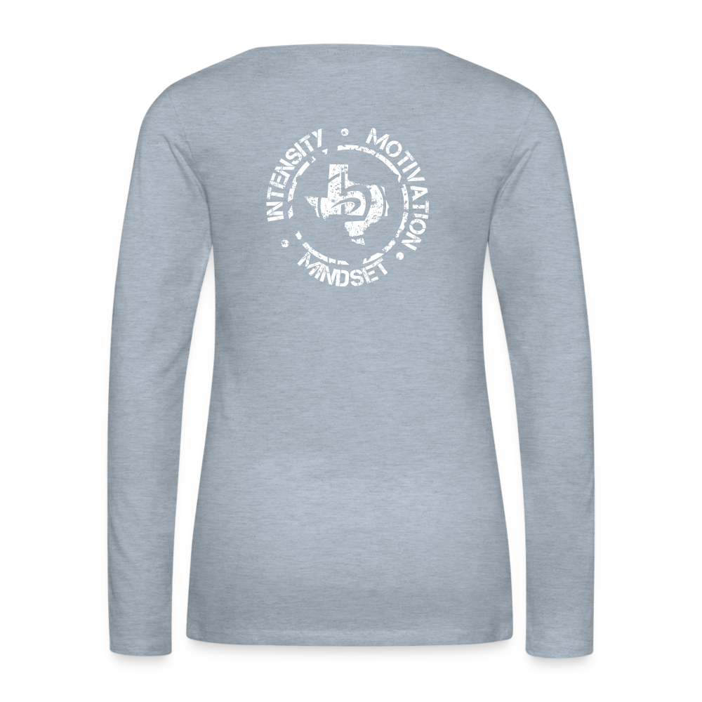 Women's Long Sleeve Intensity Motivation Mindset Shirt - heather ice blue