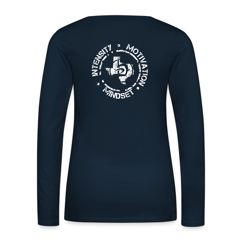 Women's Long Sleeve Intensity Motivation Mindset Shirt - deep navy