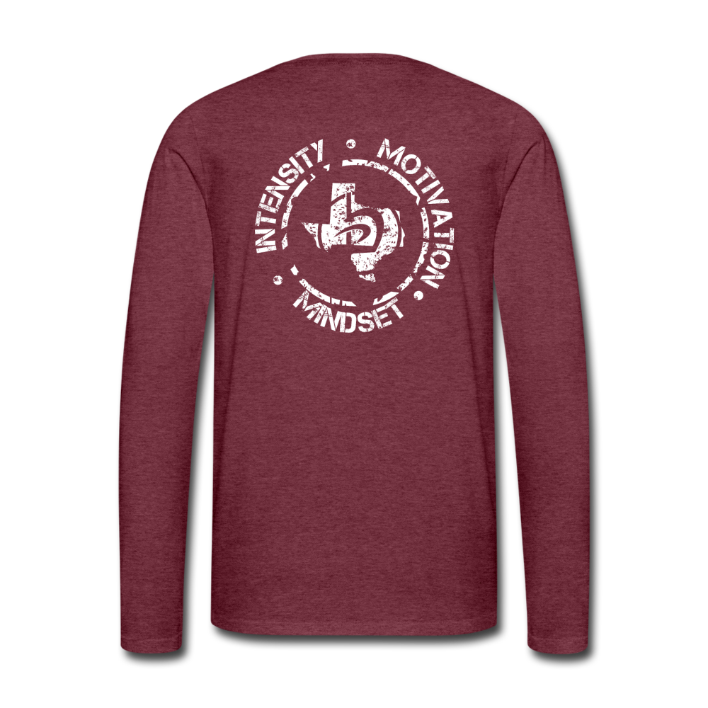 Long Sleeve Intensity Motivation Mindset Shirt - heather burgundy