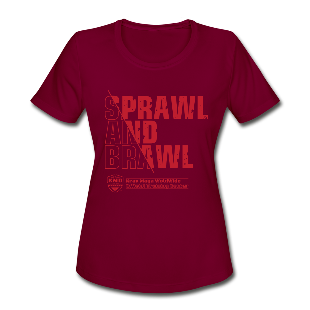 Women's Moisture Wicking Sprawl & Brawl T-Shirt - burgundy