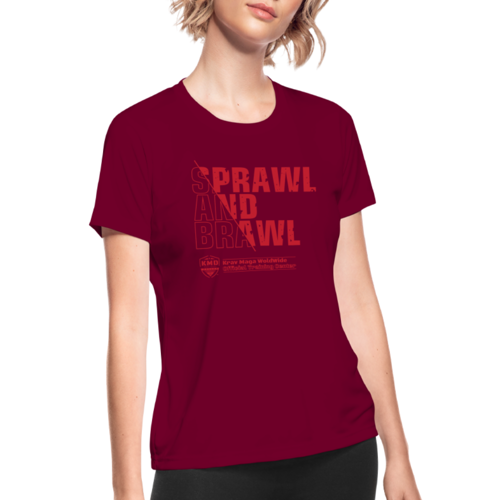 Women's Moisture Wicking Sprawl & Brawl T-Shirt - burgundy
